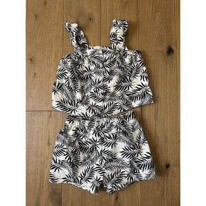 BTWEEN Girls Size 7 Tropical Palm Leaf 2-Piece Short Set Ruffle Strap Top Shorts